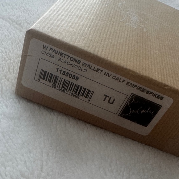 CHRISTIAN LOUBOUTIN Panettone Wallet with Spikes in Black/Gold - Picture 9 of 14